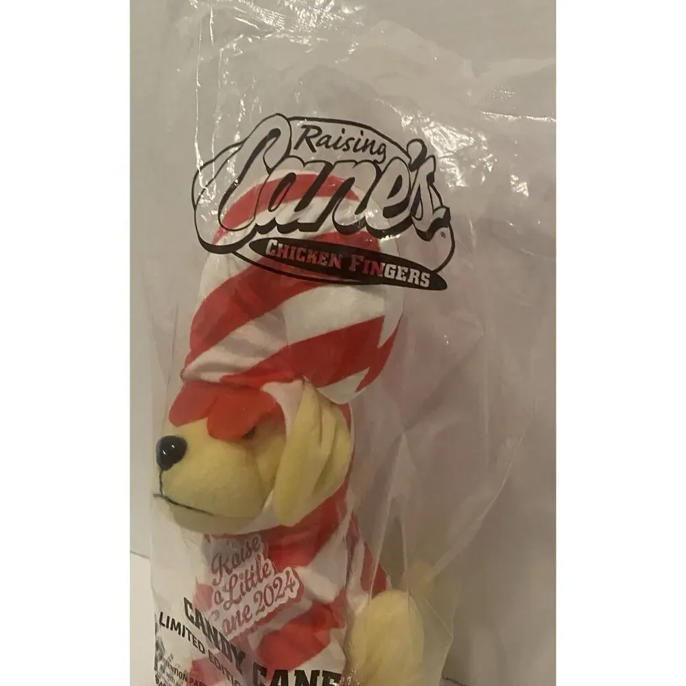 Raising Canes Christmas Candy Cane 2024 Puppy Dog Plush NEW Sealed FREE SHIPPING